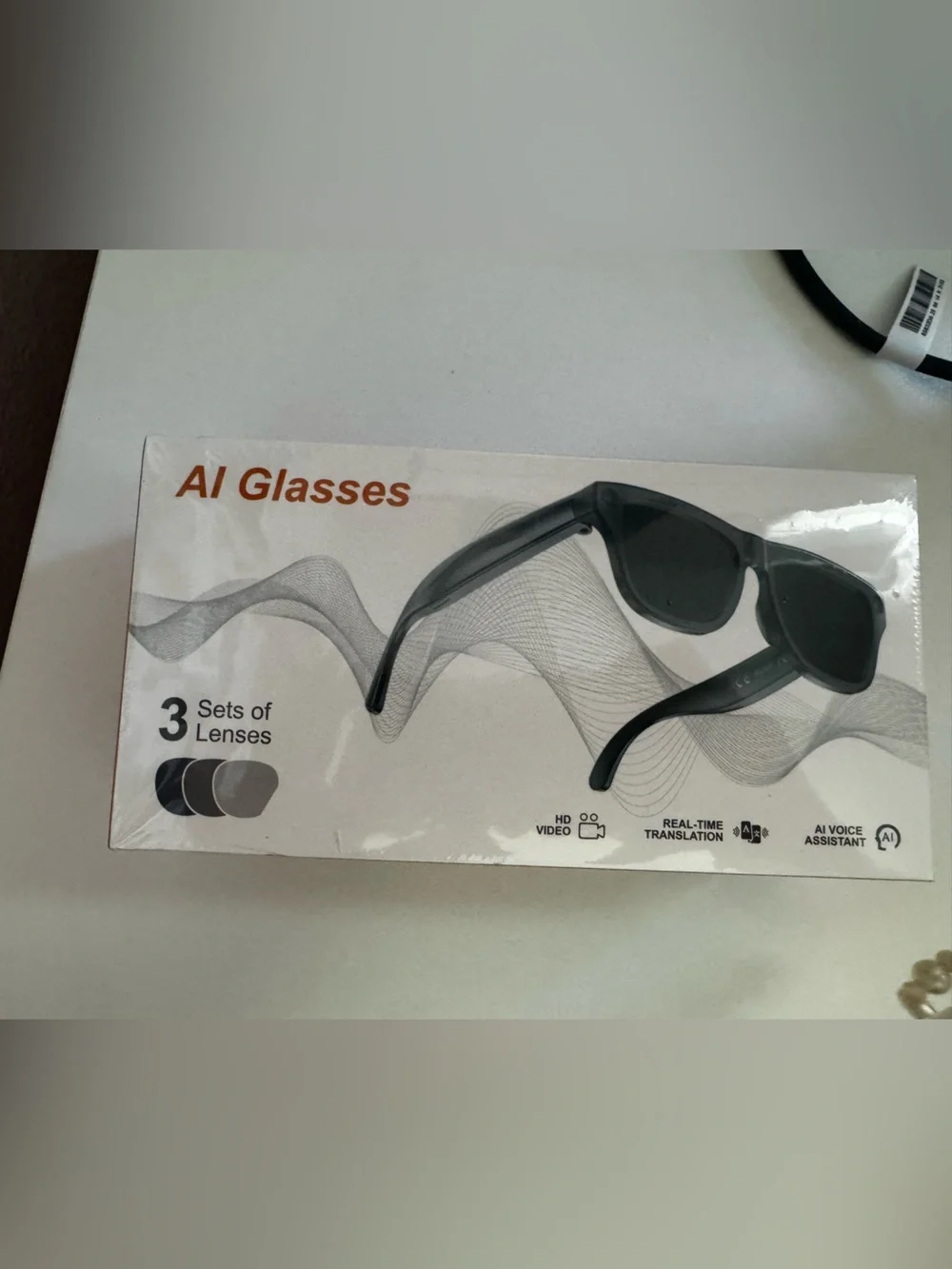 New in box, Ai Smart Glasses HD Video Recording, Voice Assistant, 3 Lens Sets
